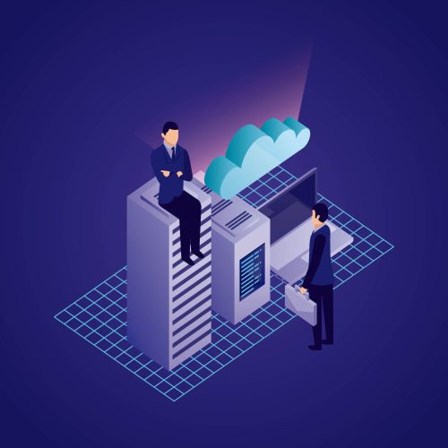 data network businessman concept data network businessman dataserver computer cloud storage vector illustration